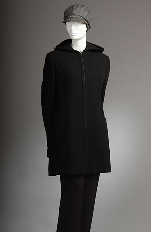 Dámský tříčtvrteční vlněný kabát s kapucí